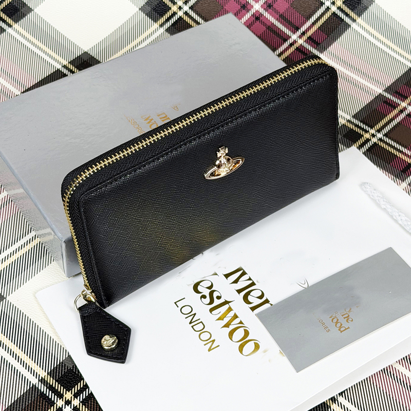 Hao Siwei Japanese and Korean Style Black Cross-Pattern Saturn Long Zipper Genuine Leather Clutch Wallet for Women Hao Siwei Japanese and Korean Style Black Cross-Pattern Saturn Long Zipper Genuine Leather Clutch Wallet for Women