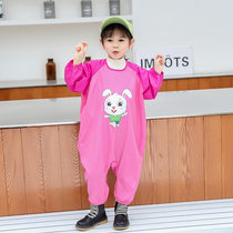 Children one-piece hood clothes autumn and winter full body waterproof and anti-dirty anti-wearing baby climbing to wear the baby crawling clothes outside