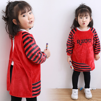 Autumn and winter baby eating clothes for men and women children cotton painting long sleeve anti-dressing baby bib waterproof clothing