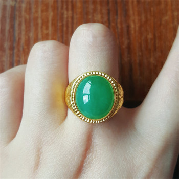 Burmese jade pure gold ring ice jade egg noodle