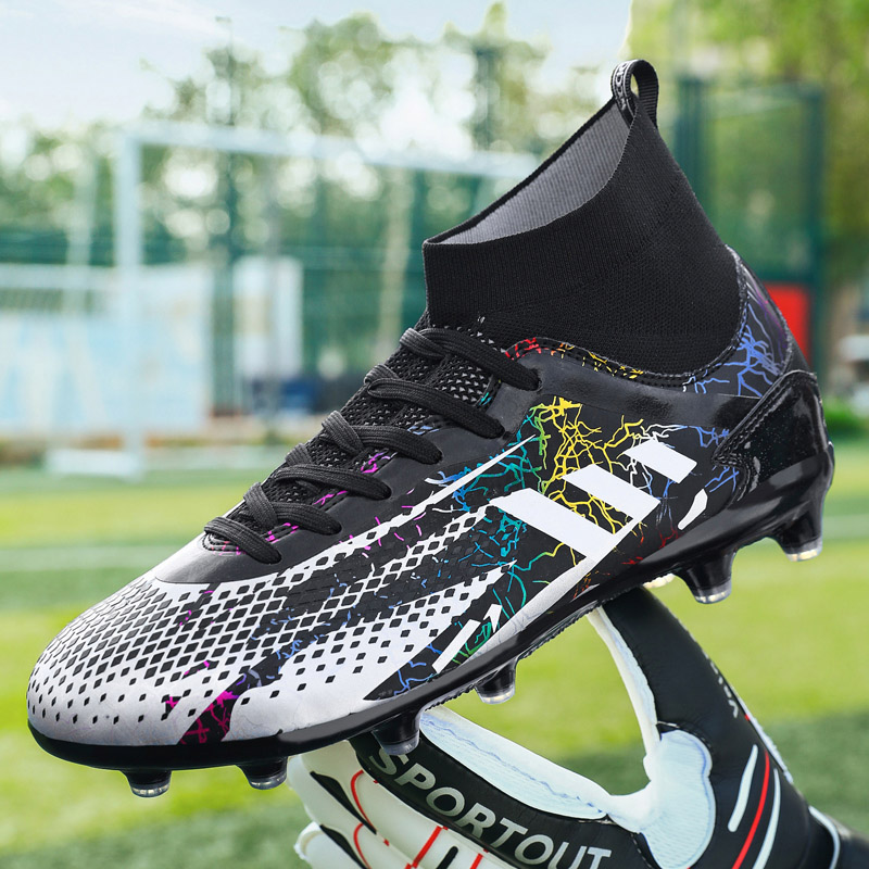 C Luo's new high cylinder mandarin duck football shoes Men's broken nails tf adult boy Primary school children's long nail football training shoes female