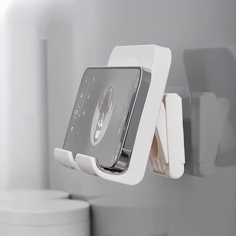 Bathroom Storage Rack, Bathroom Phone Holder, Suction Cup Wall-Mounted, No-Drill, Multi-Functional Tablet Holder