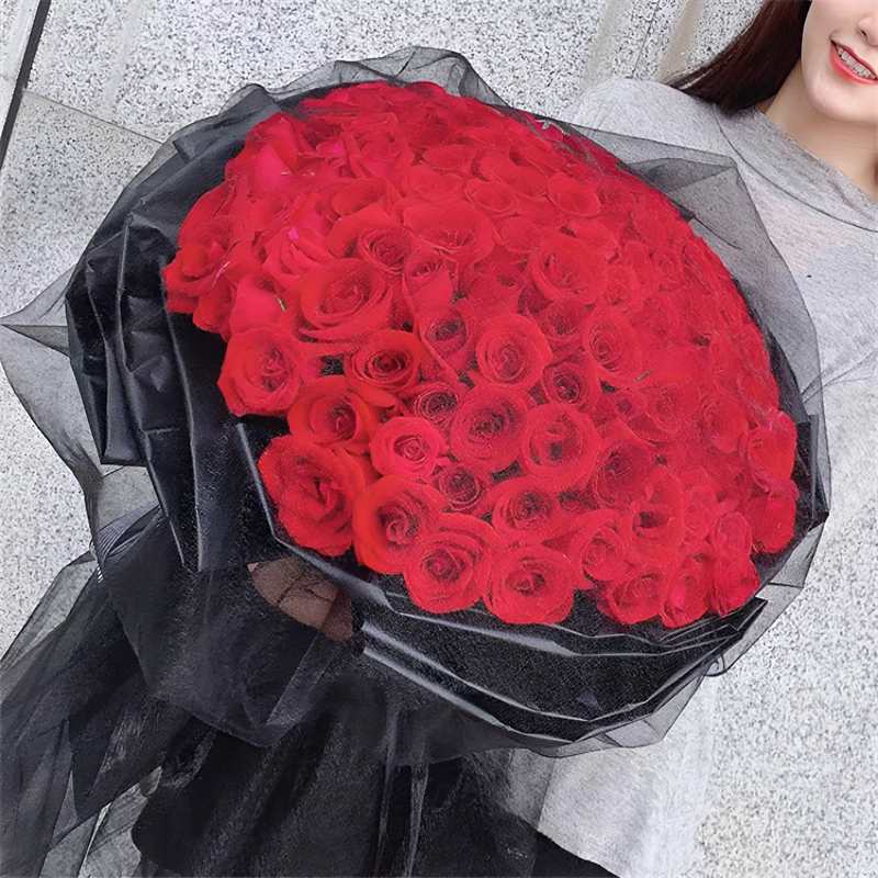 Nationwide Flower Shop Delivers 99 Real Red Roses Bouquet for Birthday, Fresh Flower Express Delivery Within the City, Guangzhou, Shenzhen, Dongguan, Foshan