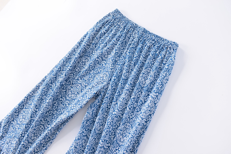 Nữ mùa hè mới dệt kim bằng gỗ tai quần pajama quần quần mềm thoải mái nhà lỏng kích thước lớn quần baggy nữ