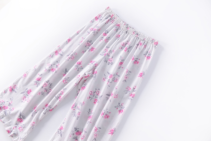 Nữ mùa hè mới dệt kim bằng gỗ tai quần pajama quần quần mềm thoải mái nhà lỏng kích thước lớn quần baggy nữ