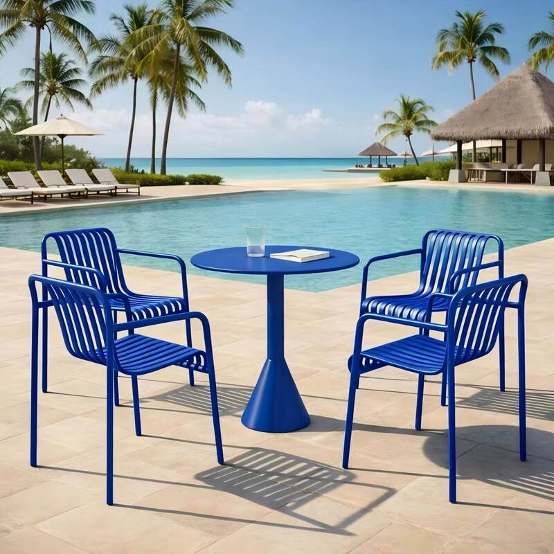 Internet-Famous ins Style Blue Outdoor Table and Chairs, Balcony Small Table and Chairs, Courtyard Poolside Coffee and Milk Tea Shop Table and Chair Set