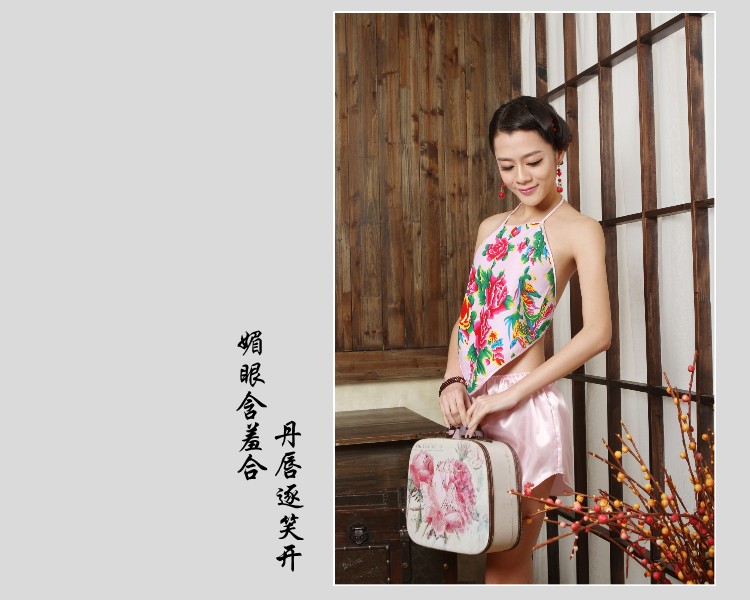 Bông nữ tinh khiết dành cho người lớn gợi cảm màu đỏ tạp dề Đám cưới năm nay tạp dề phong cách dân tộc cổ điển quần áo ngủ
