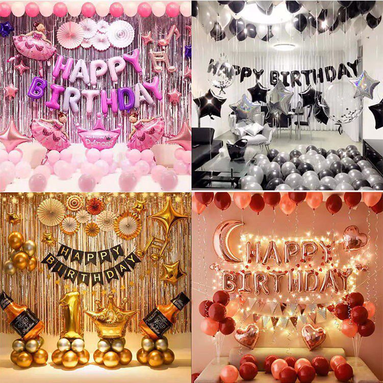 Birthday balloon scene layout girl boy birthday party room layout set balloon