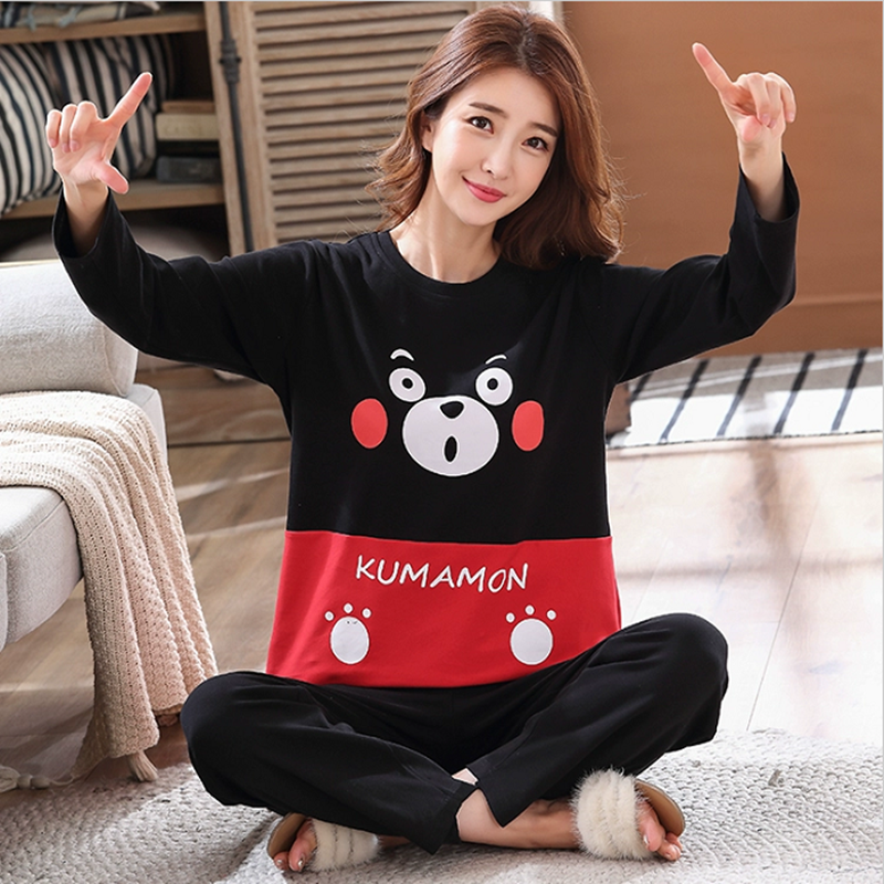 2021 new spring and autumn trend pajamas women's large size 200 pounds fat mm summer cotton long-sleeved loose 300 pounds 240