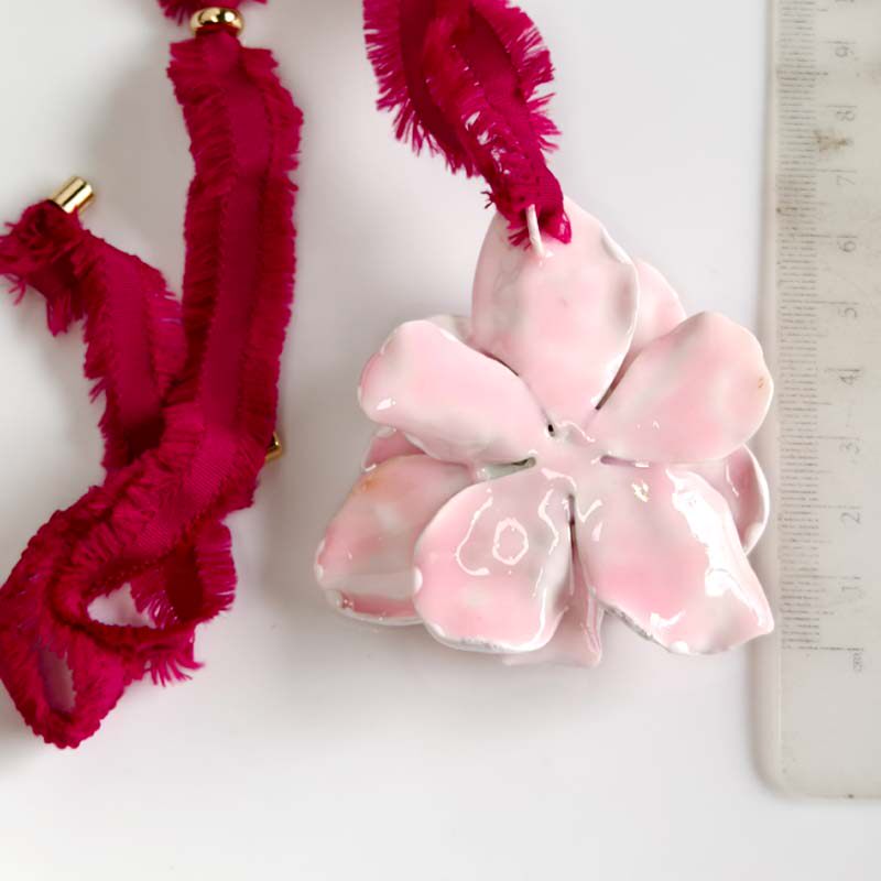 Zara Flower Fabric Earrings And Chocker‎ Necklace Set Zara flower necklace - Gem main image 4