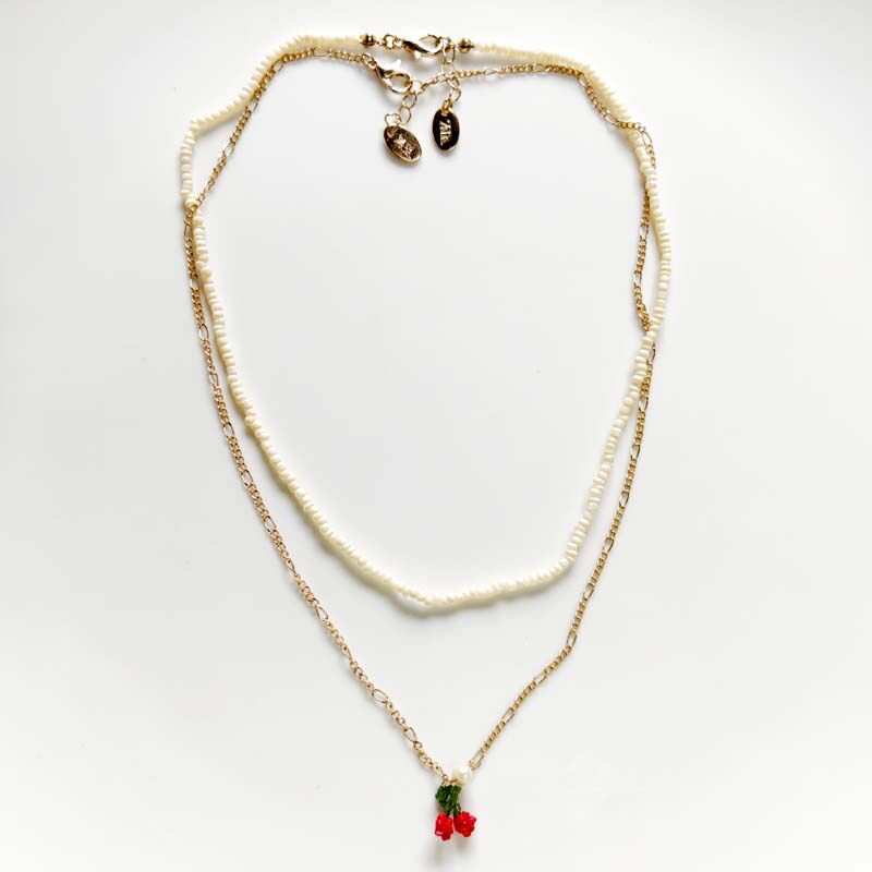 New 2pcs Zara Beads/Cherry Pendant Necklace Gift Fashion Women