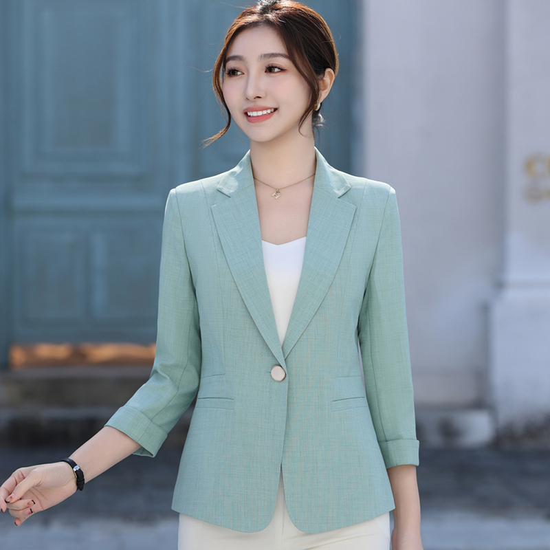 Women's Blazer 2024 Spring New Style Slim Fit Wrinkle-Free Versatile Fashionable Elegant Blazer with Three-Quarter Sleeves