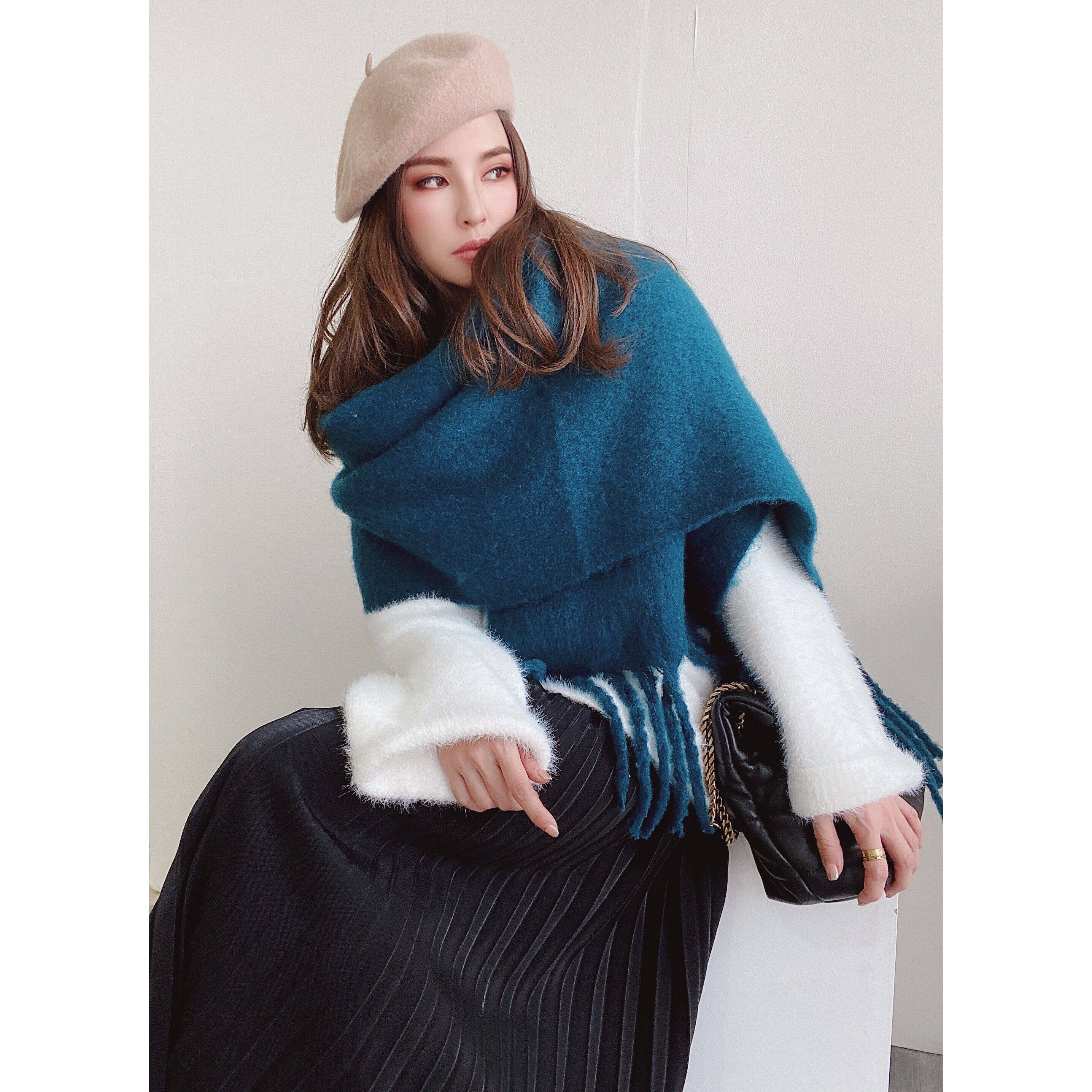 UMI Miss Minamie 2021 Winter new Korean version of the Korean version of the Great Scarf Scarf 100 Lapped Warm Cape