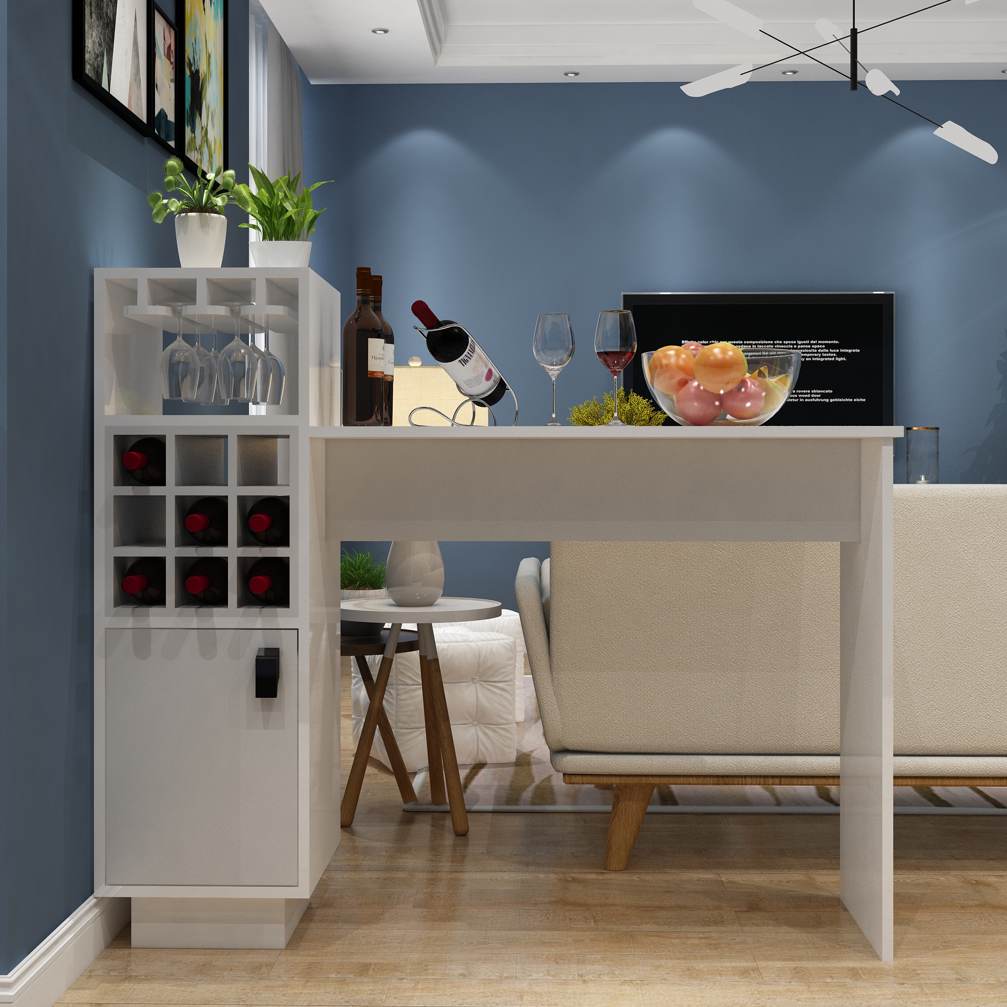 Household small apartment paint bar table modern minimalist living room solid wood porch partition wine cabinet custom multi-function