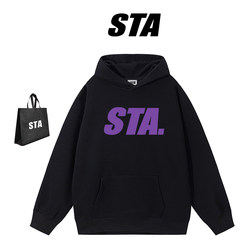 Sta Flagship Store Genuine Hooded Sweatshirt for Men and Women, American High Street Style, Loose Sports Hoodie, Couple's Pure Cotton Jacket for Winter