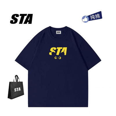 STA round-neck pure cotton short-sleeved men's and women's trendy brand cat-eye T-shirts, couple American high street loose tops, student half-sleeved shirts