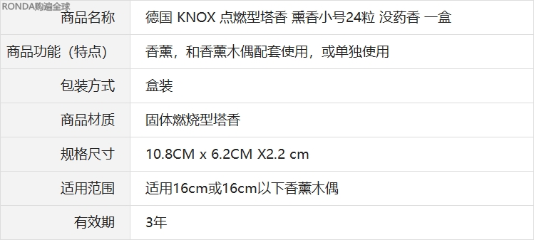 nhang xông trầm hương Đức nhập khẩu KNOX tháp hương hương myrrh nhà làm dịu cơ thể và hương thơm túi gia vị 24 viên hộp kèn - Sản phẩm hương liệu dây trầm hương 108 hạt