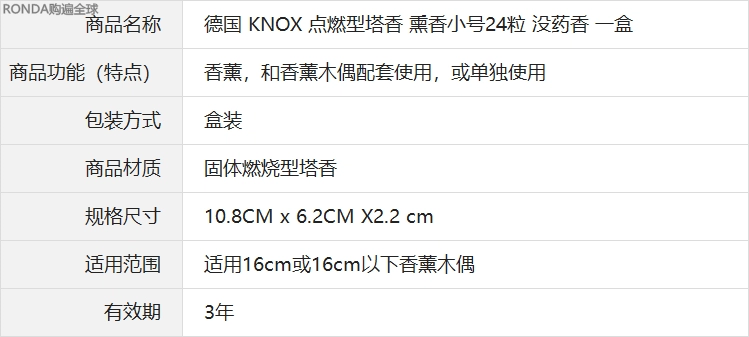 Đức nhập khẩu KNOX tháp hương hương myrrh nhà làm dịu cơ thể và hương thơm túi gia vị 24 viên hộp kèn - Sản phẩm hương liệu