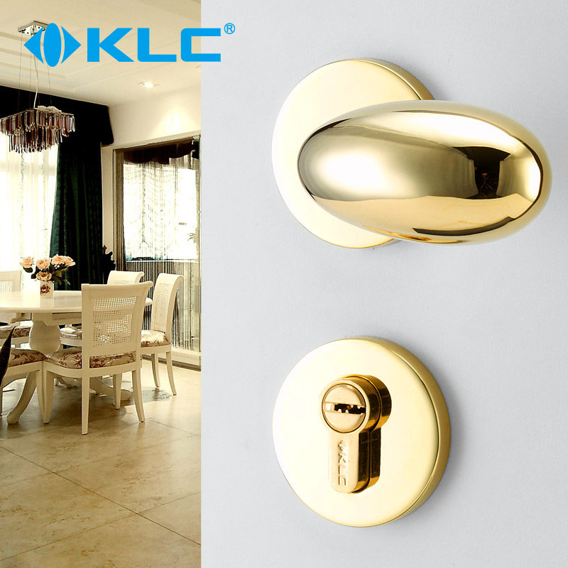 KLC modern simple indoor door lock Bedroom door lock Split egg-shaped PVD gold personalized door lock