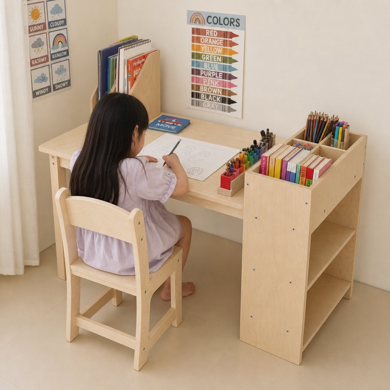 Study Table, Children's Desk, Montessori Room Layout, Small Apartment Baby Table, Multi-Functional Early Education Educational Game Table Study Table, Children's Desk, Montessori Room Layout, Small Apartment Baby Table, Multi-Functional Early Education Educational Game Table
