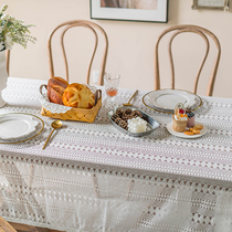 White lace French style table cloth hollowed-out long square Nordic Ins table cloth tea table TV cabinet Little Gaibu Day
