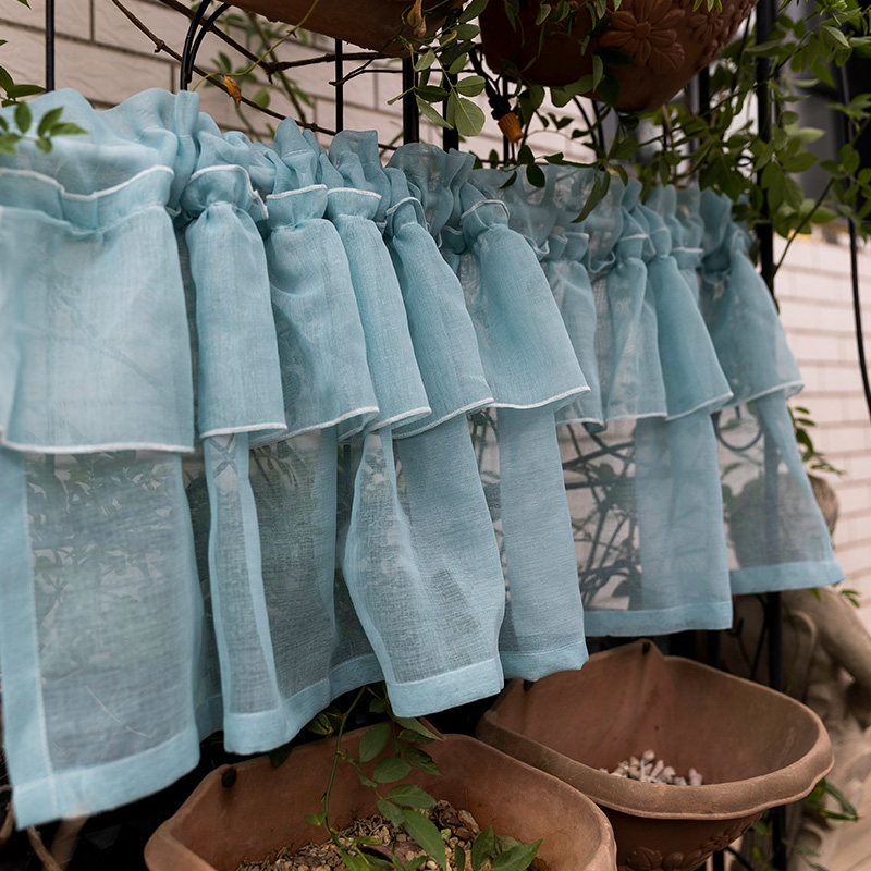 Custom American finished door curtain Coffee curtain Short curtain Small yarn curtain Half curtain Special curtain partition curtain Kitchen cabinet curtain