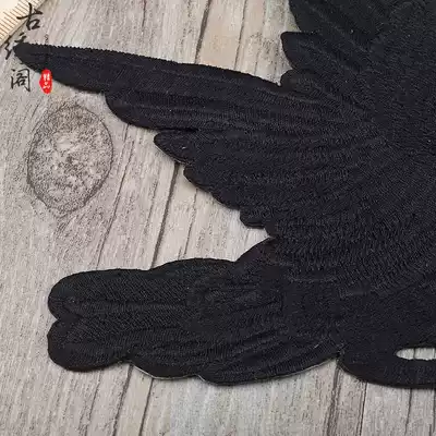 Pure black embroidered large down jacket paste hole badge denim bird clothes cloth tile fashion hole no trace repair