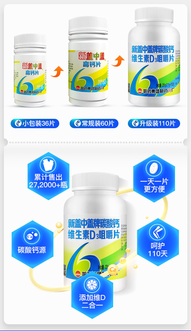 新盖中盖 高钙片 110片 图2