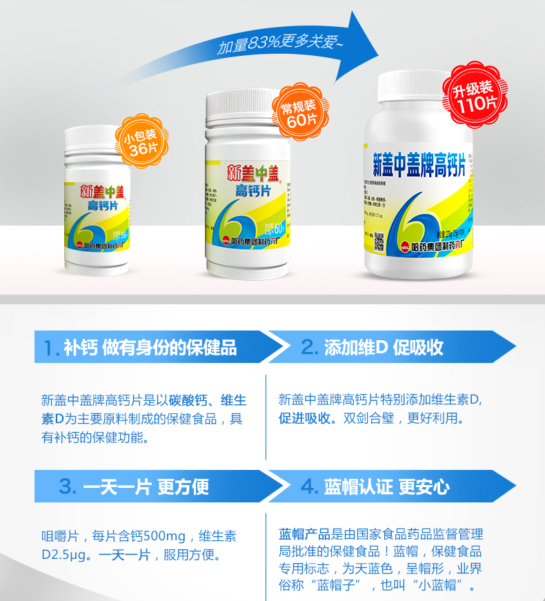 新盖中盖 高钙片 110片 图5