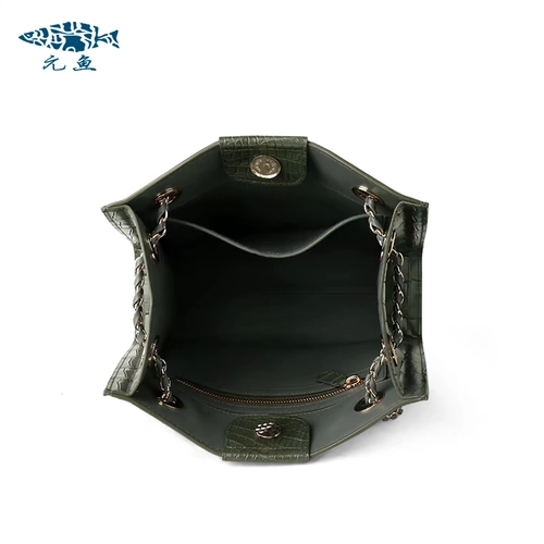 元鱼 Импортная вместительная и большая сумка с петлей на руку, ремешок для сумки, сумка через плечо, 2020, крокодил, из натуральной кожи