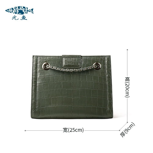 元鱼 Импортная вместительная и большая сумка с петлей на руку, ремешок для сумки, сумка через плечо, 2020, крокодил, из натуральной кожи