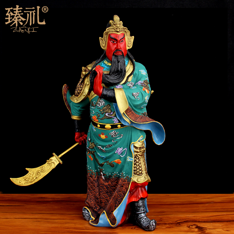 The Thick-Deed Artisanal Color Painting Guan Public Pendulum with the Two-Lord Guan Yu Caihou Gongguan Guan Gong to Gift Gifts