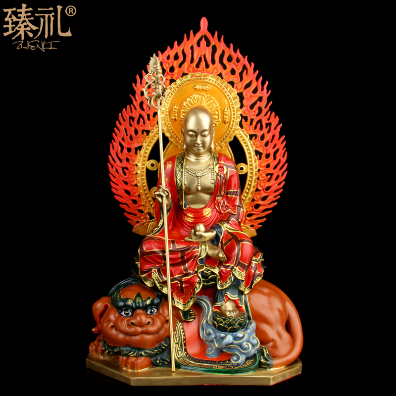 Hand painted bronze sitting area listening to the king Bodhisattva at the mercy of the King Bodhisattva
