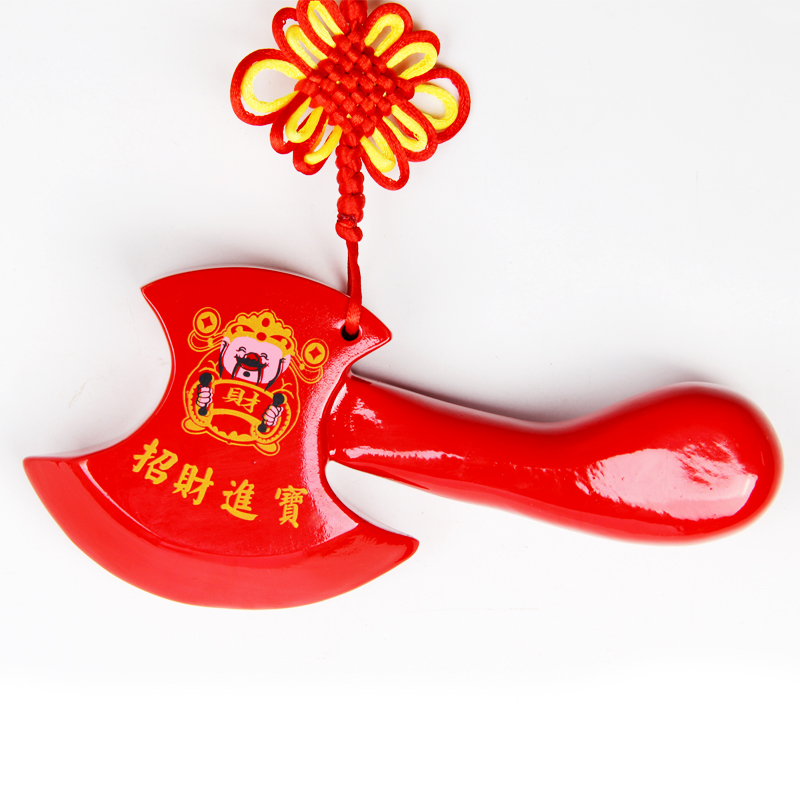 Peach Wood Axe Home Pendant Pendulum with red peach wood axe to get married and take a fortune