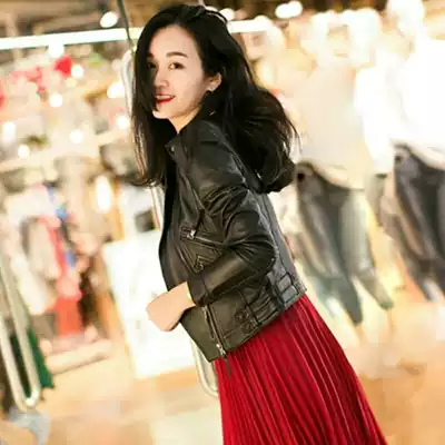 Sheepskin leather clothes for girls short all-match 2021 spring and autumn new leather jacket short slim leather small jacket