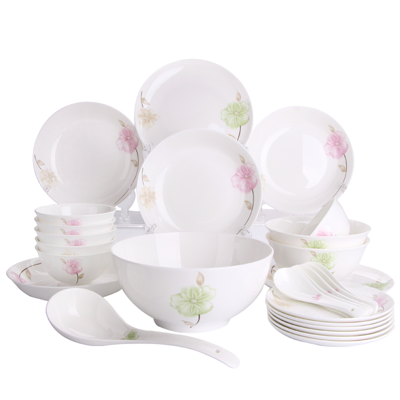Ceramic bowl Tang Shanhong rose ipads cutlery set home dishes Korean style sheet is tasted can microwave oven are optional