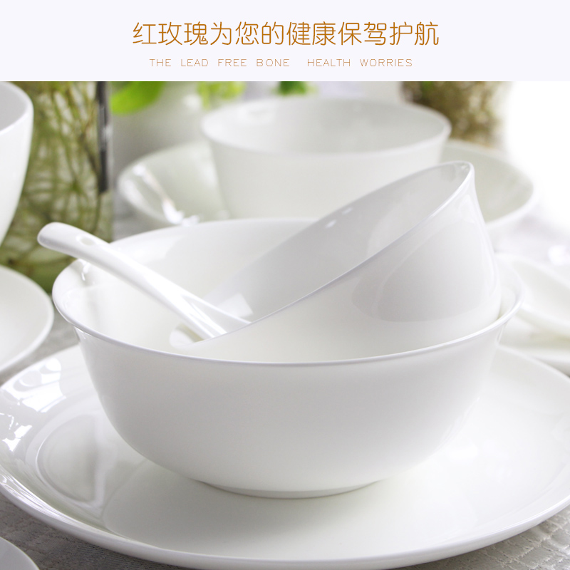 Tang Shanhong rose ipads China tableware suit Mid - Autumn festival home dishes contracted white dishes Chinese dishes