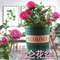 Gallon flowerpot large padded second-generation plastic round deepened green Luo with tray Nordic minimalist potted pot