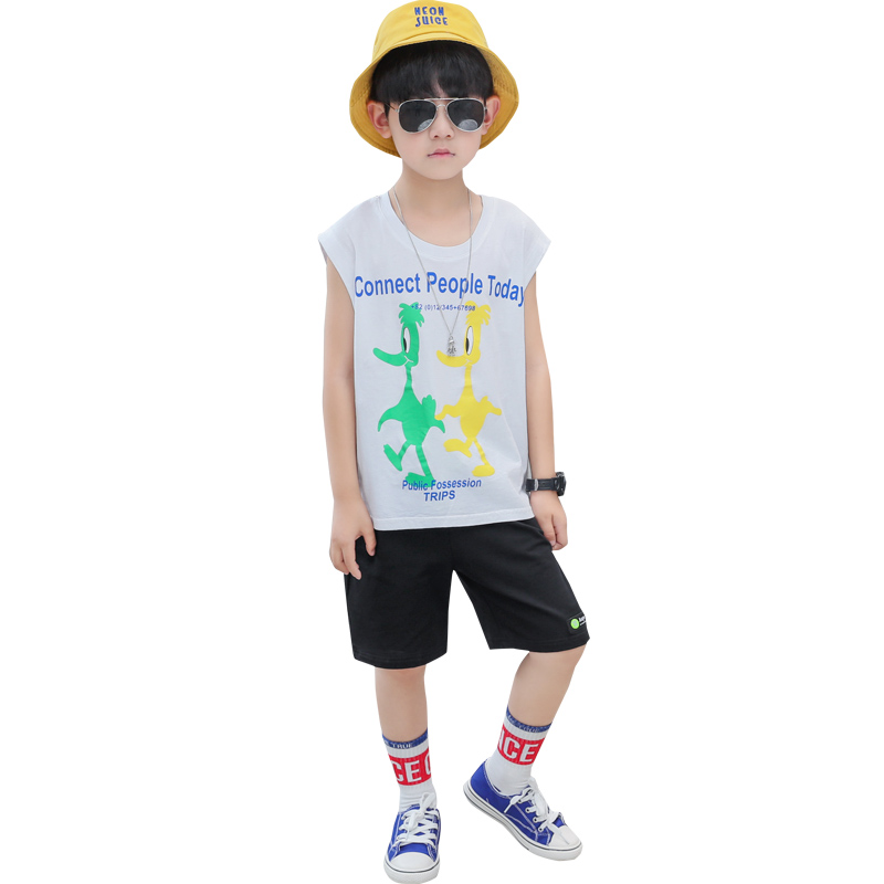 Chàng trai mùa hè thường trẻ em mùa hè lỏng tay bộ 2020 hai mảnh bộ vest trẻ em mới cho cậu bé lớn.