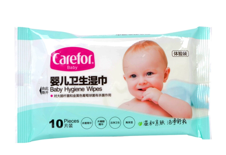 Chăm sóc khăn lau kháng khuẩn cho bé Khăn lau trẻ em 10 miếng / bơm / đóng gói khăn lau tay chăm sóc da khăn ướt không mùi