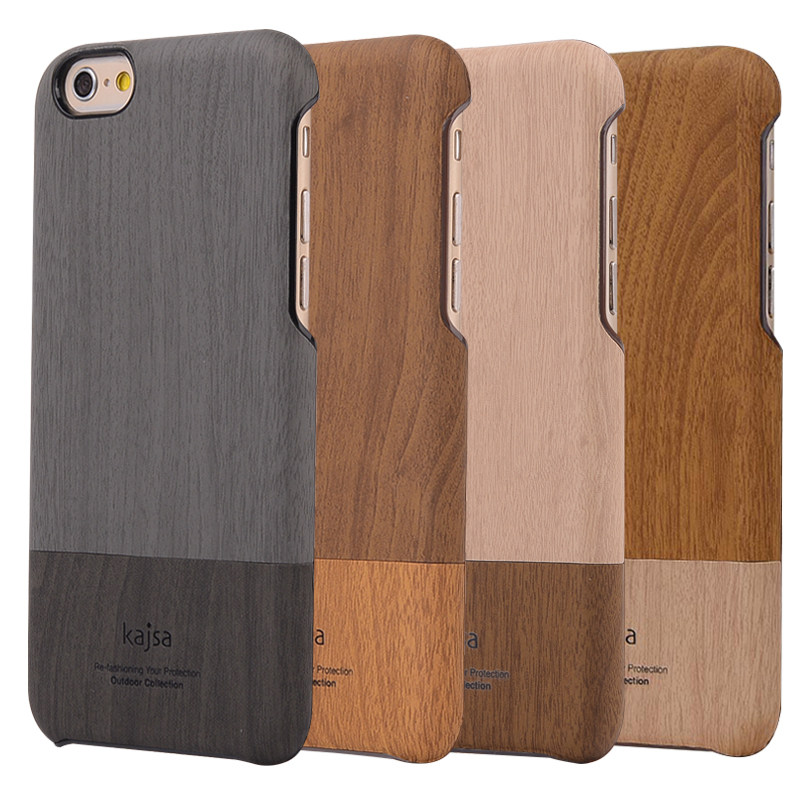 kajsa Outdoor Collection Wood Pattern PU Leather Hard Case Cover