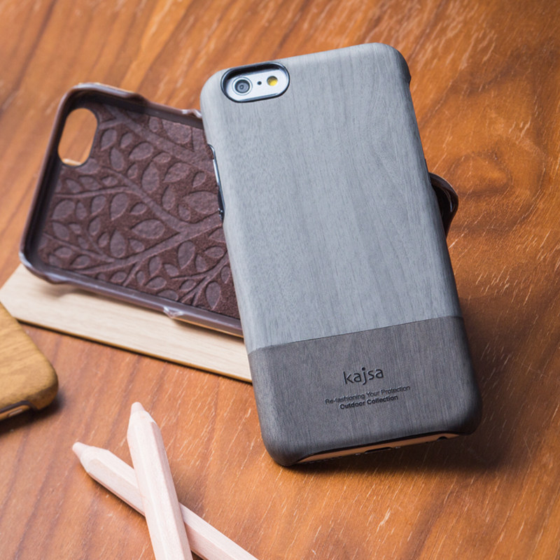 kajsa Outdoor Collection Wood Pattern PU Leather Hard Case Cover