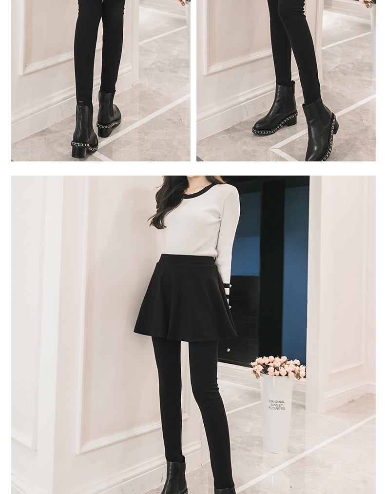 Quần legging nữ mặc 2018 thu đông mới màu đen cộng với nhung dày ấm áp váy váy giả hai quần legging bé gái