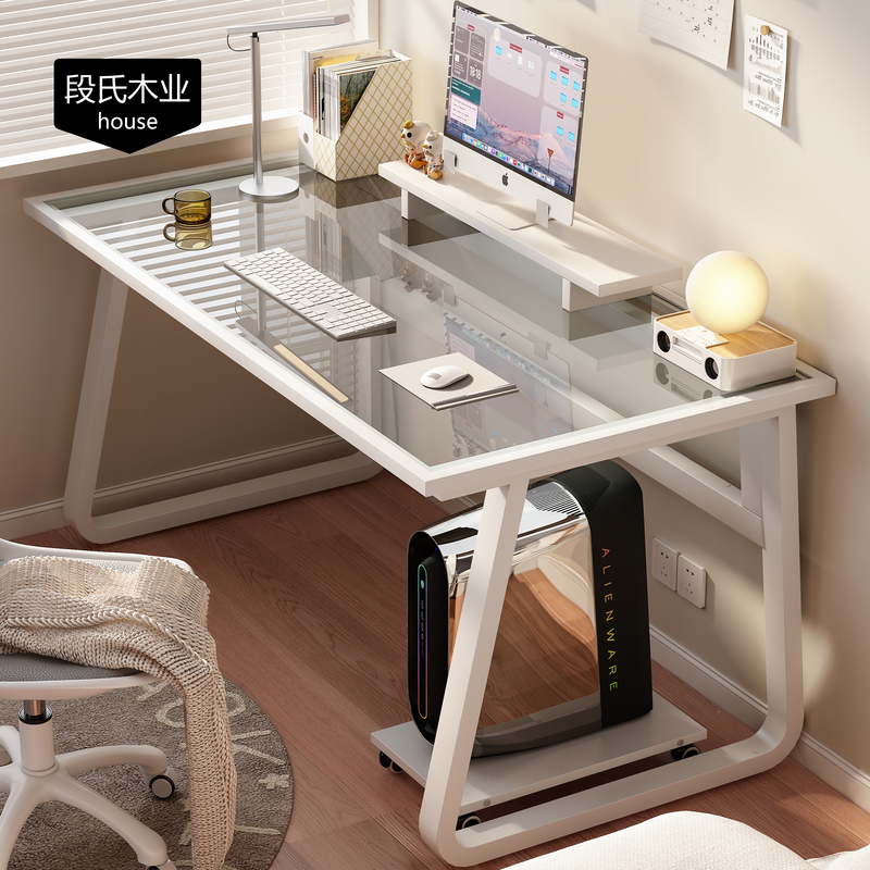 Modern Computer Desktop Tempered Glass Office Desk Simple Student Desk Makeup Home Economical Writing Desk
