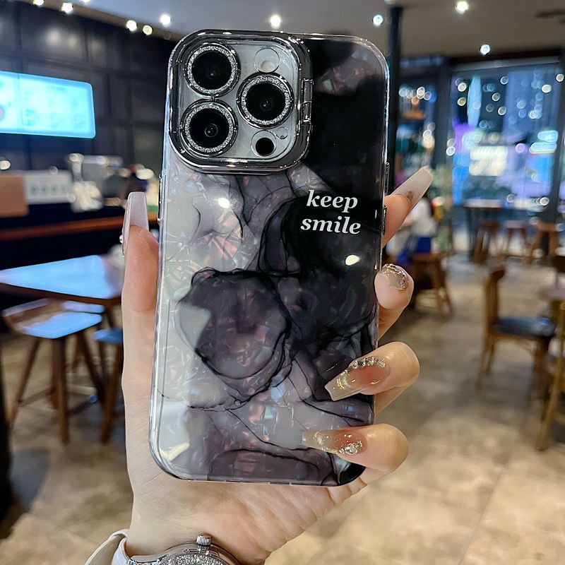 Suitable for Apple Series iPhone 16 New Phone Case 15/14Promax, Beautiful and Elegant Style, Black Gradient, 13/16Promax Silver Gray Glitter Lens Holder, ins Style Protective Case