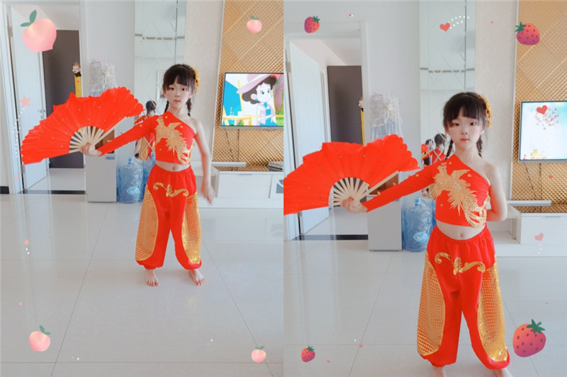 Cô gái, thanh niên, khiêu vũ, trẻ em, trang phục khiêu vũ fan hâm mộ, trẻ em, Trung Quốc, phù hợp với hiệu suất đội tuyển quốc gia mạnh mẽ - Trang phục cửa hàng quần áo biểu diễn cho trẻ em