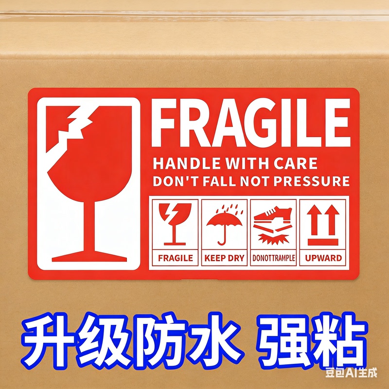 English Fragile Label Stickers, Handle with Care, Warning Stickers for Delivery, Do Not Press on Fragile Items, Self-Adhesive Fragile Items