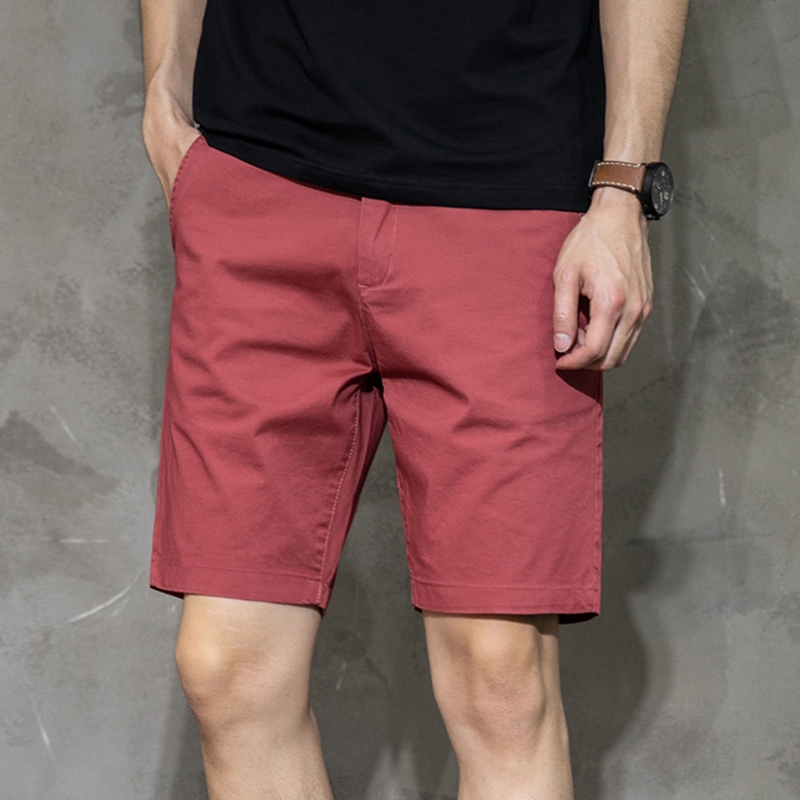 Summer Thin Shorts Men's Casual Pants Straight-Leg Five-Point Pure Cotton Stretch Mid-Length Pants 5-Point Breeches Men's Pants Summer Trousers