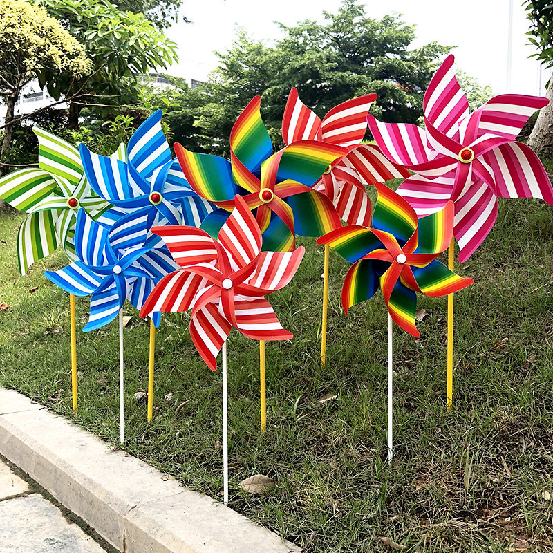 Shibao 21 30cm stripes 6 Six leaves Hexagonal windmill Kindergarten House Attractions Decorative children's Toy Games
