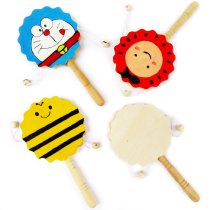 Xibao white wooden rattle toy white embryo hand drum kindergarten children DIY hand painted paste material